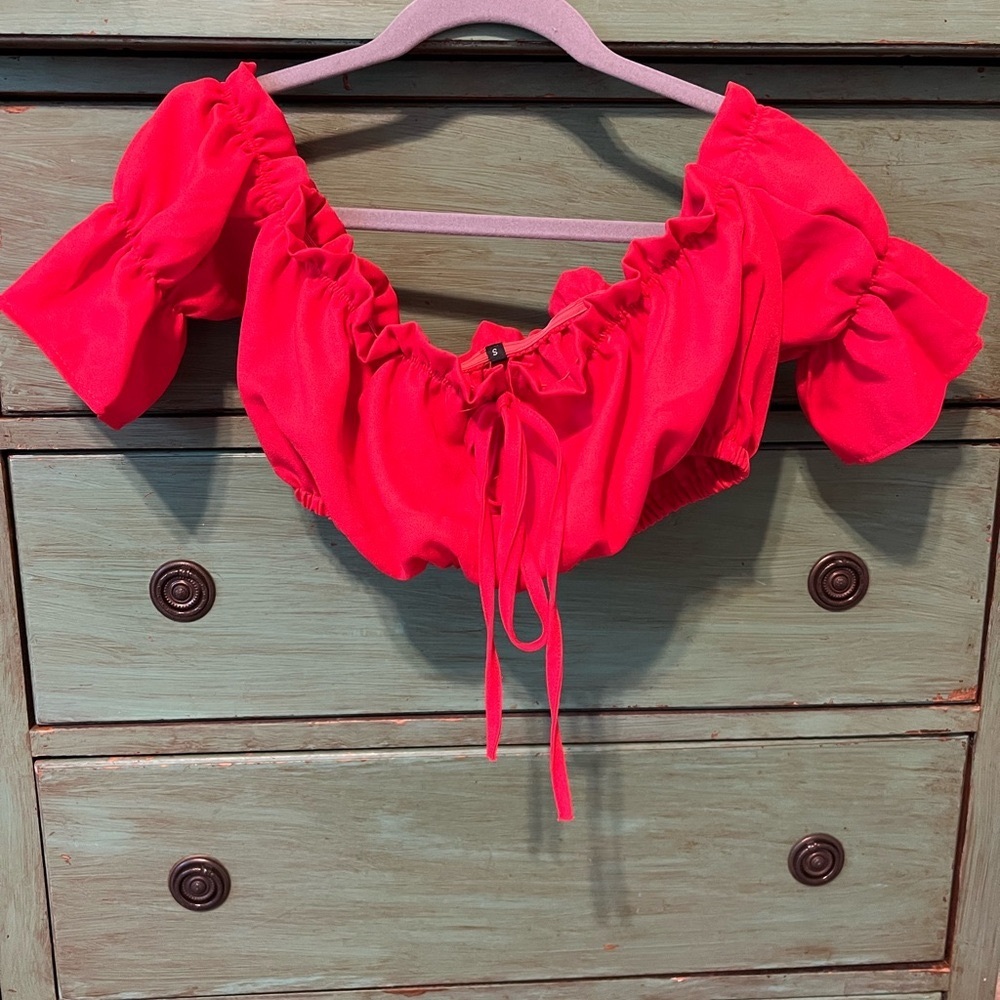 Vibrant Red Off-Shoulder Top